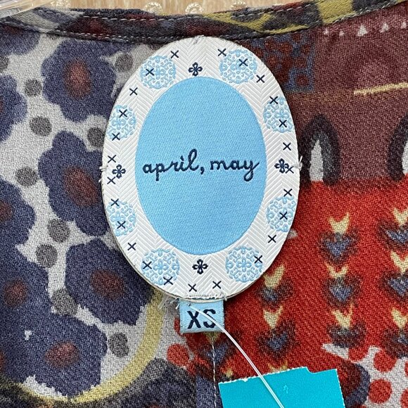 April, May Red Print Dress Size XS - Picture 2 of 5